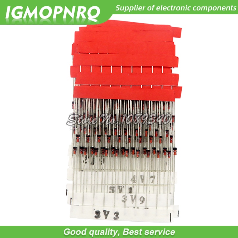 Set 270 Điốt Zener 0.5W 1 / 2W 2V4-33V 12V 18V 5V1 5V6 3V3 3V6 4V3 4V7 6V2 6V8 7V5 20V 22V
