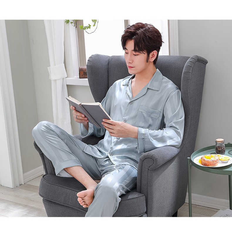 N9371 - Bộ pyjama nam dài tay chất lụa | BigBuy360 - bigbuy360.vn