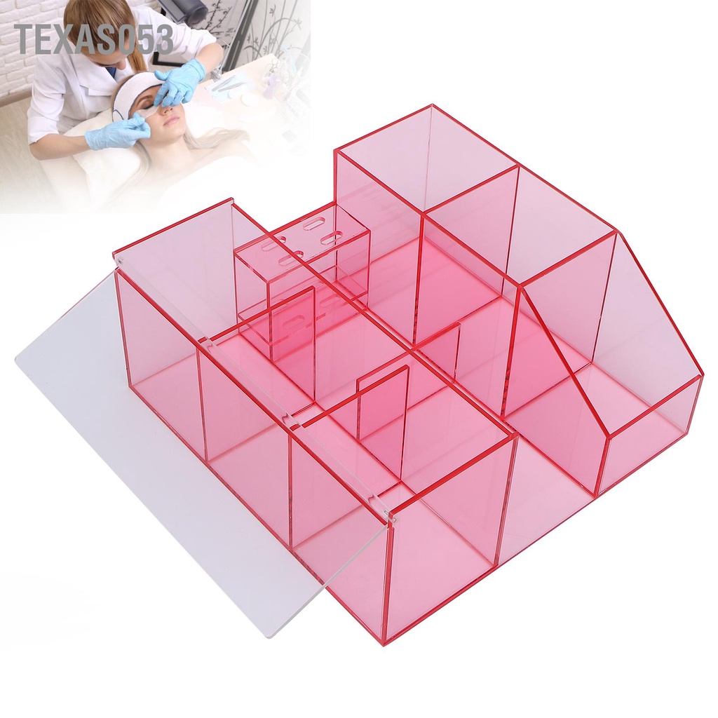Texas053 Dung lượng lớn Ghép lông mi Nghệ thuật Cắt móng tay Dụng cụ Hình xăm Hộp đựng Tổ chức (Màu hồng trong suốt)
