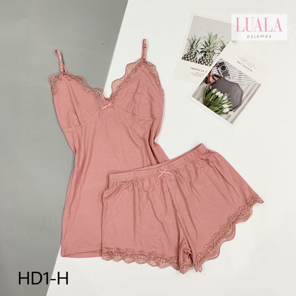 LUALA PYJAMAS - Đồ Ngủ Bộ Hai Dây Co Giãn Bốn Chiều Thun Tăm