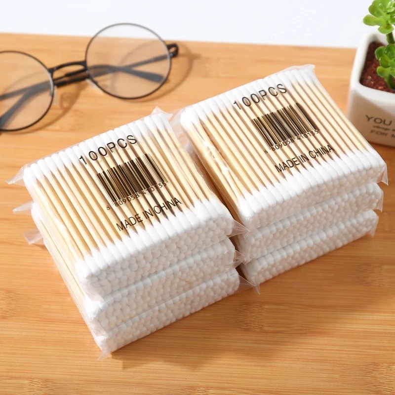 Set 100 tăm bông hai đầu dùng để hỗ trợ gắn mi giả tiện lợi