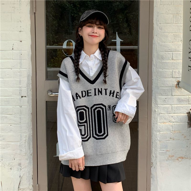 Áo ghi lê cổ chữ V phong cách thể thao thời trang Hàn quốc cho nữ