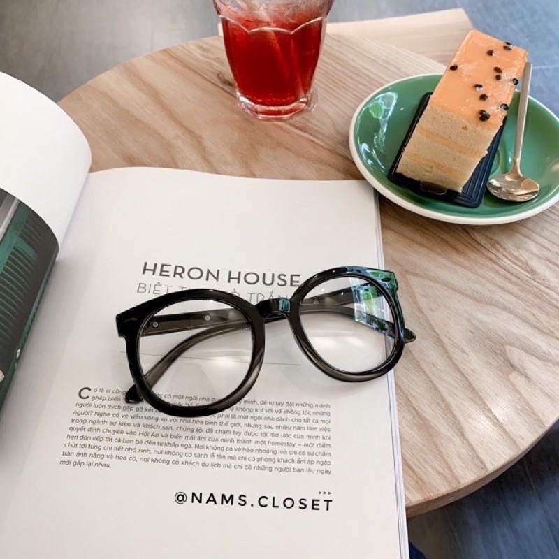Gọng Kính Tròn Viền Đen To Roman Holiday👓