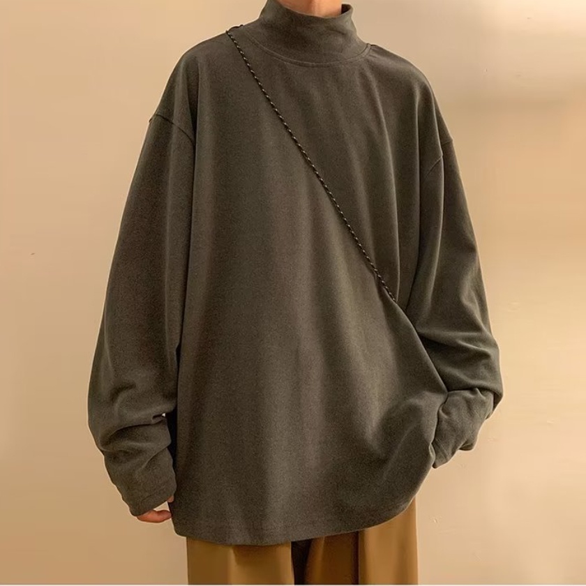 Áo Sweater Tay Dài Cổ Cao Phong Cách Thời Trang Hàn Quốc Cho Nam Giới Có Size M-2XL áo khoác nam