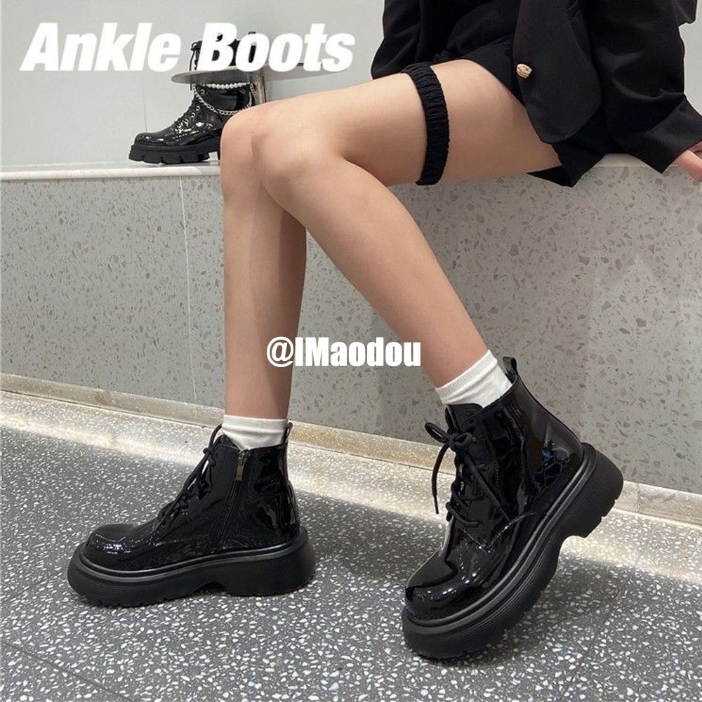 IMAODOU Giày boot martin đế bằng thiết kế mới thời trang thu đông trẻ trung cho nữ