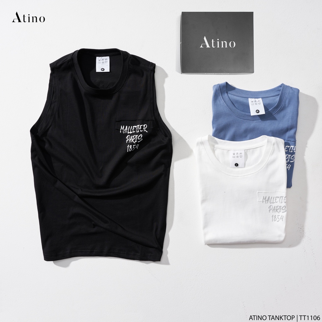 Áo Tank Top Nam PARIS ATINO Chất Cotton Thoáng Mát form Regular TT1106