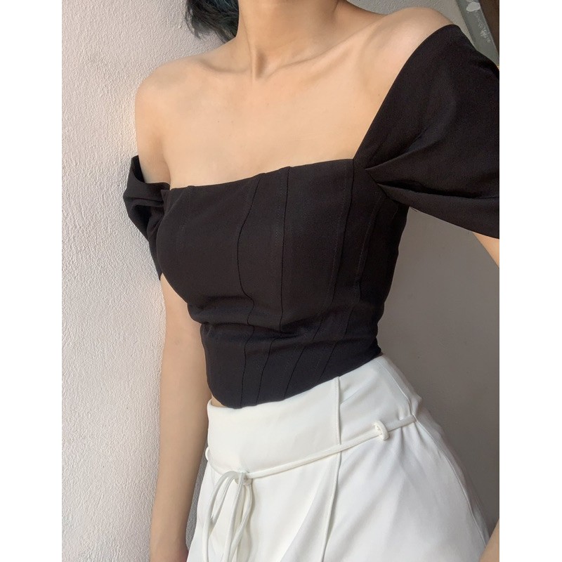 Áo croptop trễ vai dáng corset Annam Design