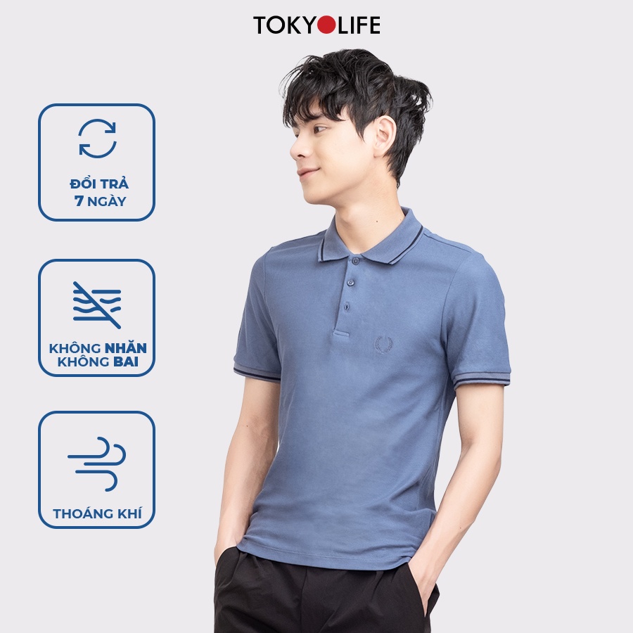 Áo Polo Nam Cotton Cao Cấp, Basic Sang Trọng Lịch Lãm TOKYOLIFE cổ Đức không chân I7POL502G