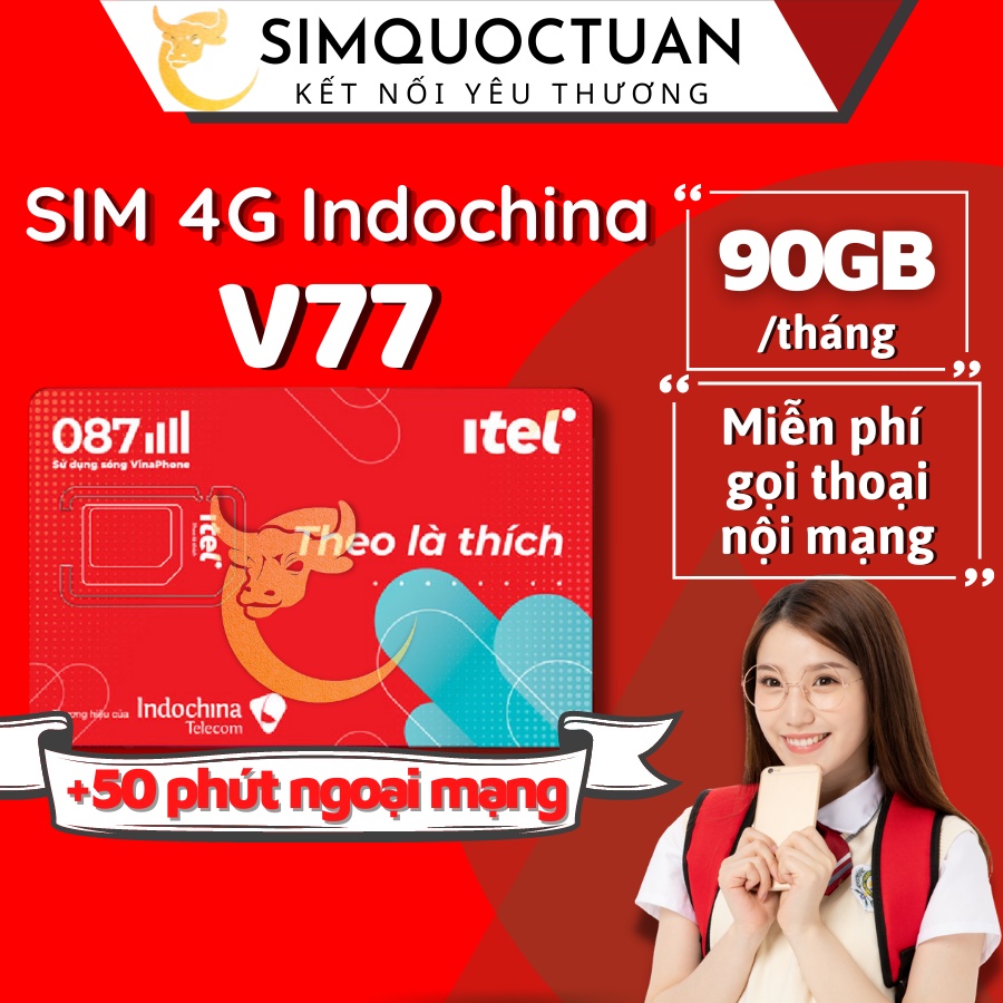I TELECOM V77 CÓ 90GB/THÁNG+MIỄN PHÍ GỌI VINA