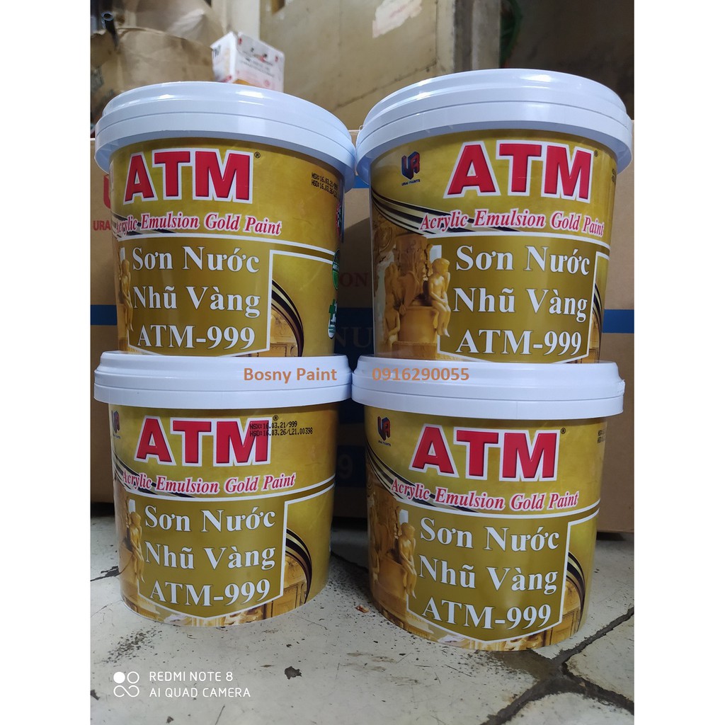 Sỉ 1 kiện Sơn nước nhũ vàng ATM 999 (12 lon x 980g)