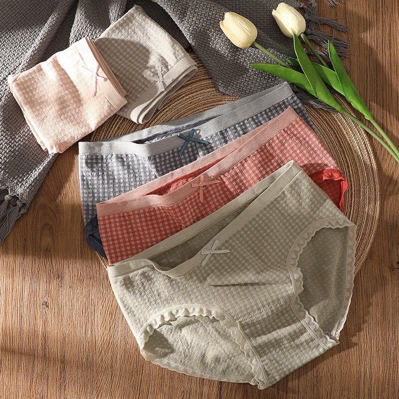 Quần Lót Cotton Viền Ren Kẻ Caro Dễ Thương (555) - LADY