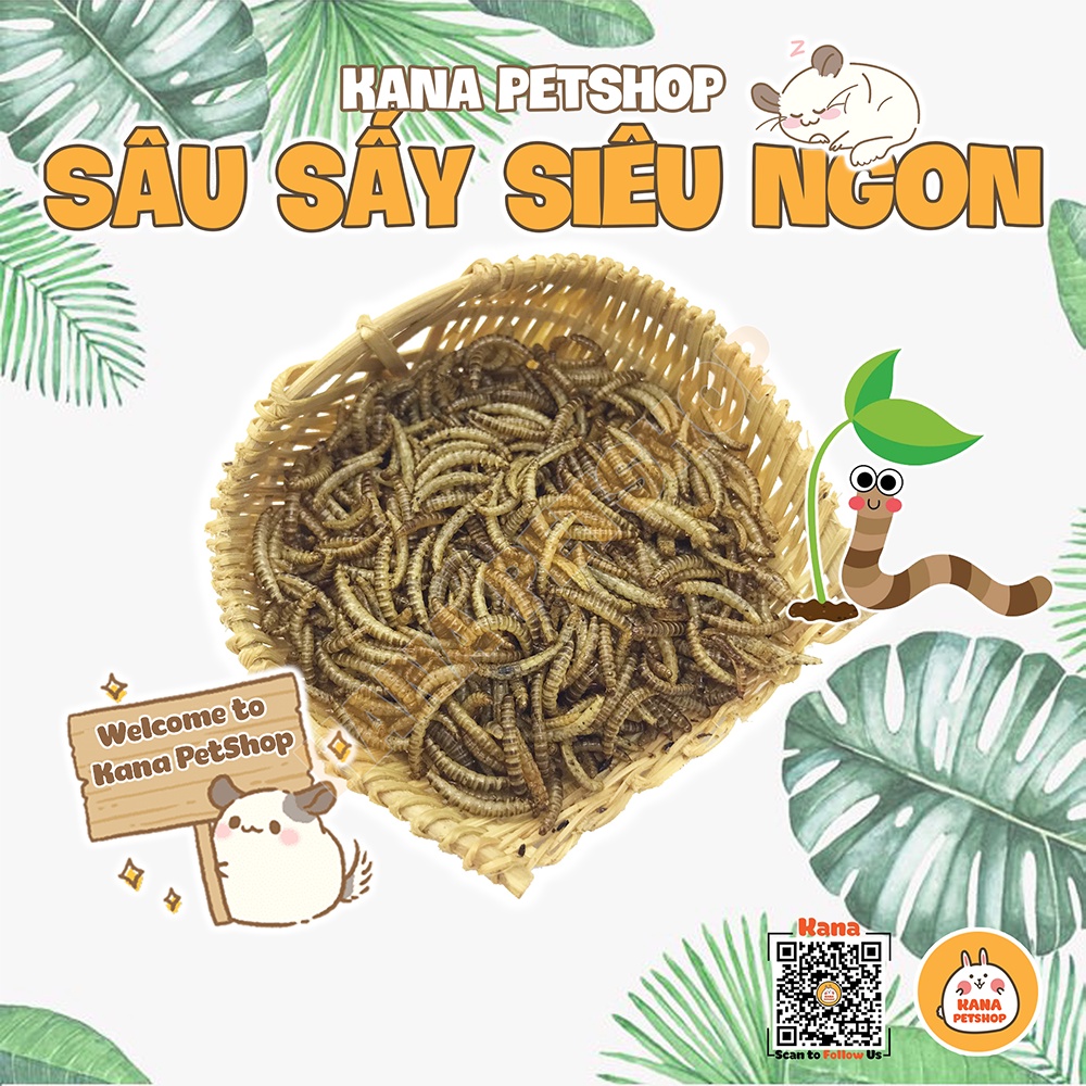 Sâu Sấy Khô Hamster FREESHIPThức Ăn Dặm Sâu Rang Bơ Dinh Dưỡng Bổ Sung Canxi cho Hamter , Nhím , Chim , Sóc ....