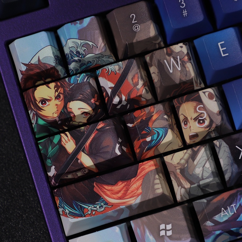 Demon Slayer Keycaps Cherry Profile Kamado Nezuko Anime Gradient Color PBT Thuốc nhuộm thăng hoa Bàn phím cơ học Keycaps
