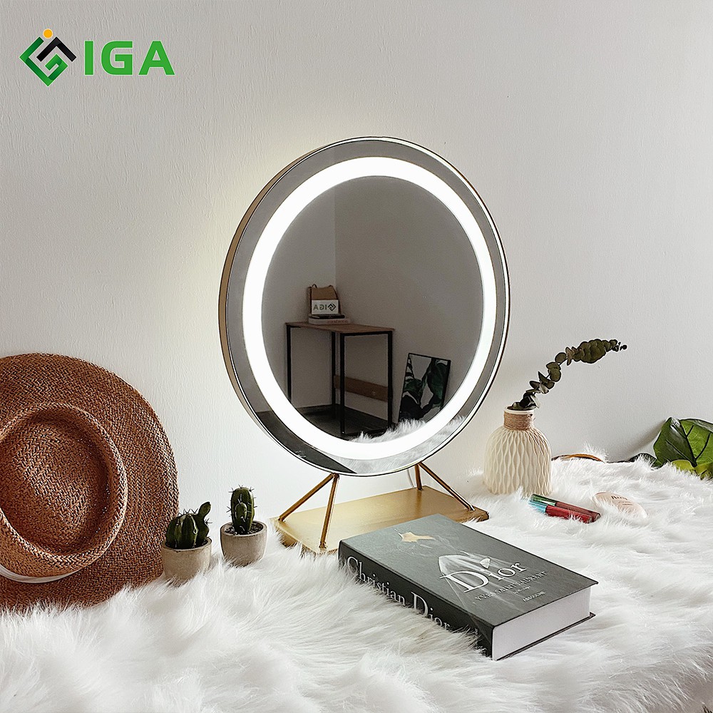 Gương Bàn Trang Điểm IGA Viền Led Mirror T Phong Cách Hàn Quốc - GN23