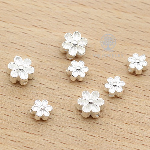 Charm bạc hoa anh đào, charm bạc hoa xỏ ngang - NQ Jewelry