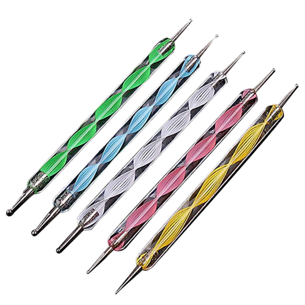 Set 5 Dụng Cụ Trang Trí Móng Tay Nghệ Thuật Hai Đầu Họa Tiết Cẩm Thạch / Chấm Bi