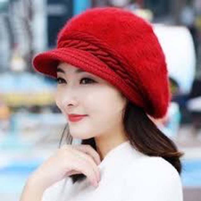Mũ len lông thỏ lưỡi trai Hàn Quốc với thiết kế điệu Đà sang chảnh | BigBuy360 - bigbuy360.vn