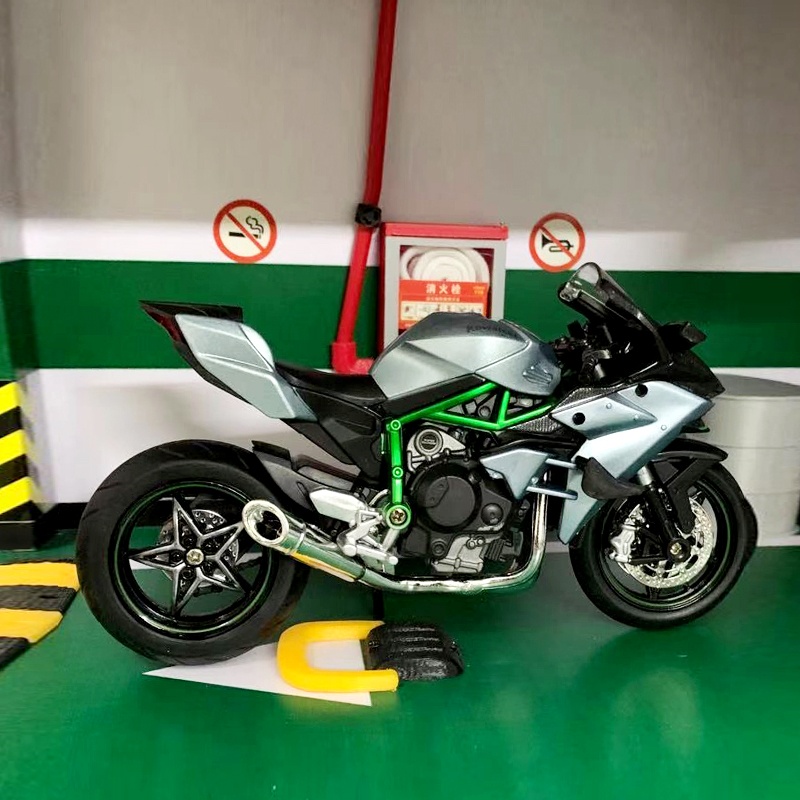 Mô hình xe mô tô Kawasaki Ninja H2R bằng hợp kim tỉ lệ 1/12 trang trí tiện dụng
