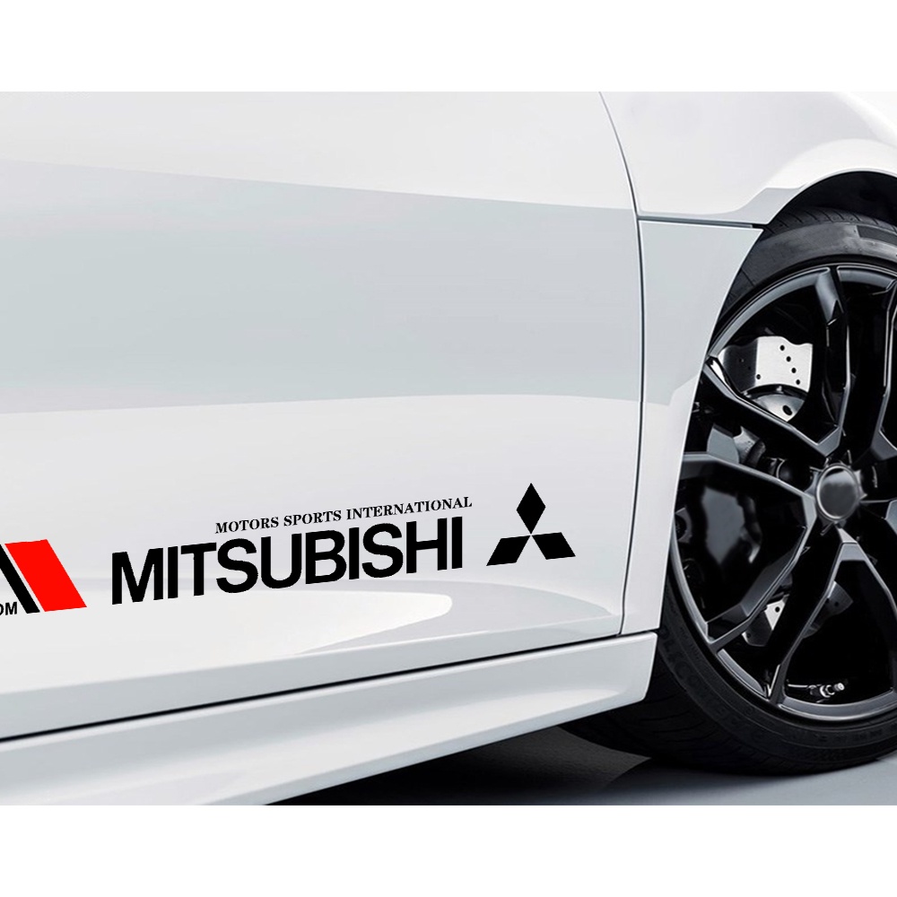 Bộ 2 Miếng Dán Trang Trí Cửa Xe Hơi Mitsubishi Chất Liệu Vinyl