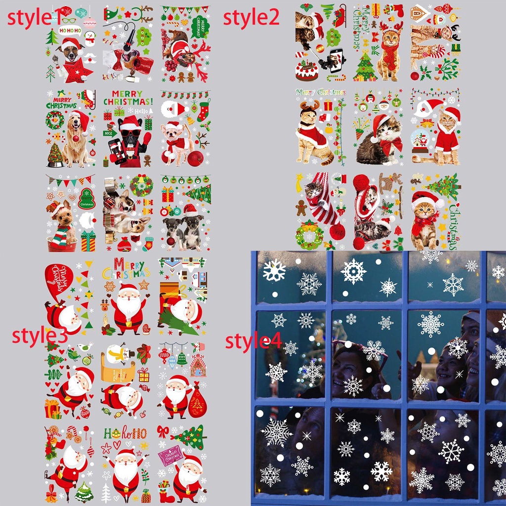 YNATURAL Set 9 Tấm Sticker Dán Kính Cửa Sổ Trang Trí Giáng Sinh Hình Chú Lùn Lá Phong Sáng Tạo