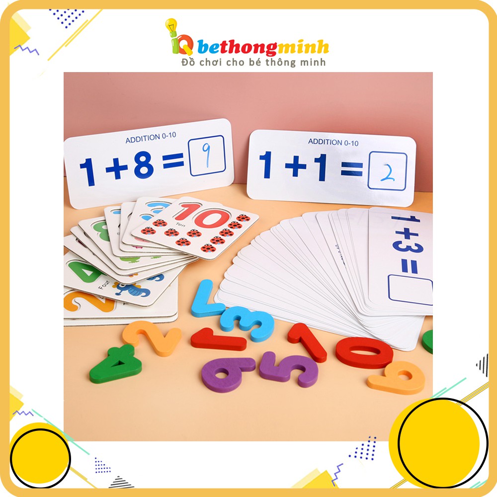 Đồ Chơi Bộ Học Toán 3D Kèm Thẻ Cho Bé Bằng Gỗ - Đồ Chơi Gỗ Thông Minh Giáo Dục Montessori