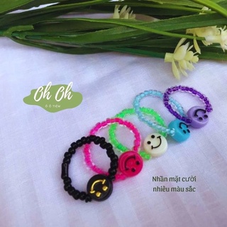 Nhẫn hạt cườm mặt cười nhiều màu sắc