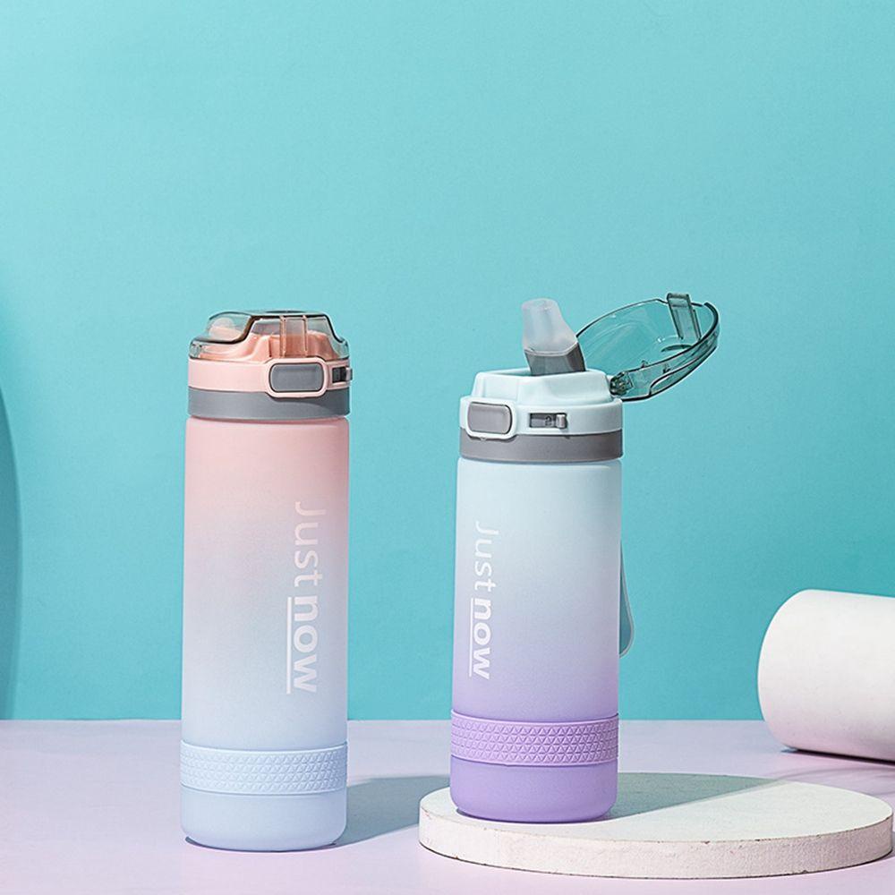Bình Nước Bằng Nhựa BPA Thân Thiện Với Môi Trường Màu Gradient Dễ Thương Kèm Ống Hút Thời Trang
