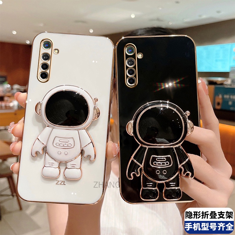 ốp lưng Realme 6 Realme 6 pro TPU Mạ điện 3D Phi hành gia có chân đế ốp điện thoại Realme 6 Realme 6 pro