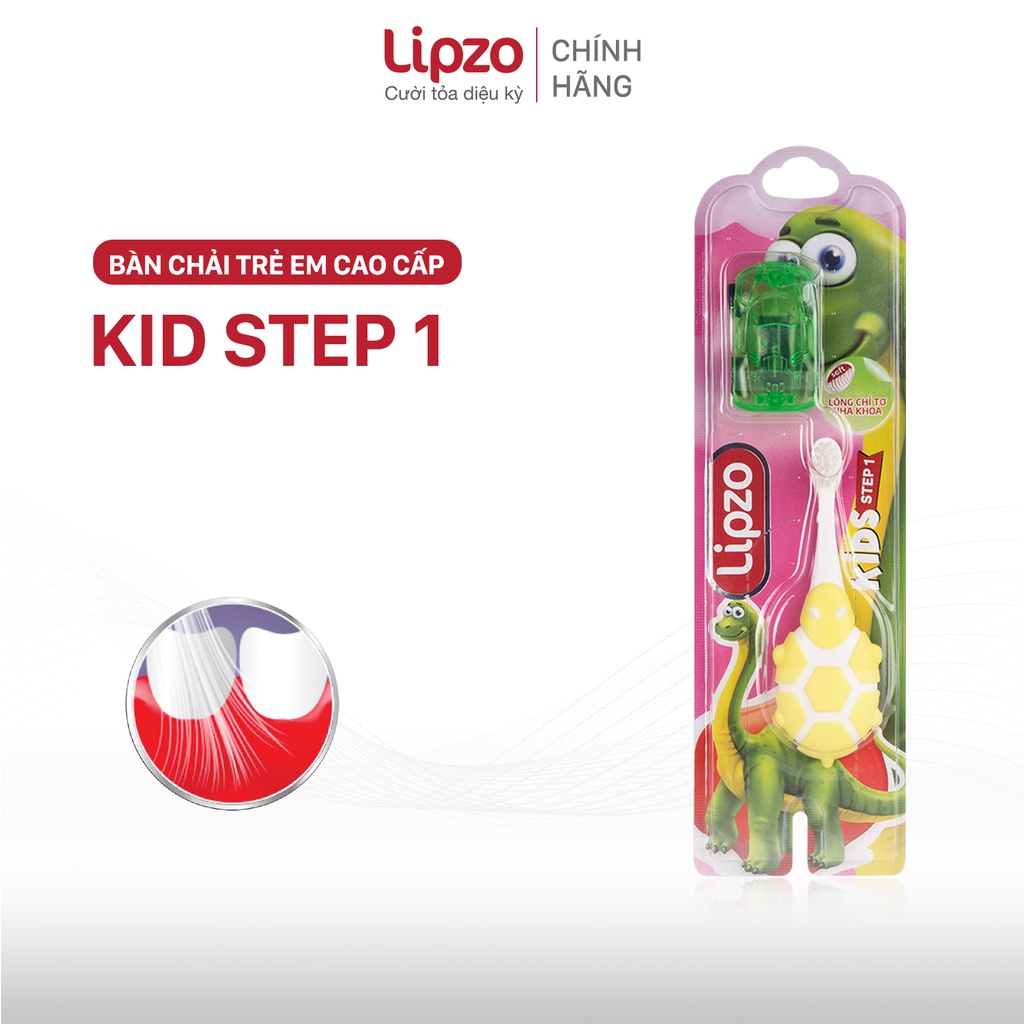 Bàn Chải Đánh Răng LIPZO Kids Step1 Cao Cấp Công Nghệ Chỉ Tơ Nha Khoa Siêu Mềm Dành Cho Trẻ Em Trên 2 Tuổi