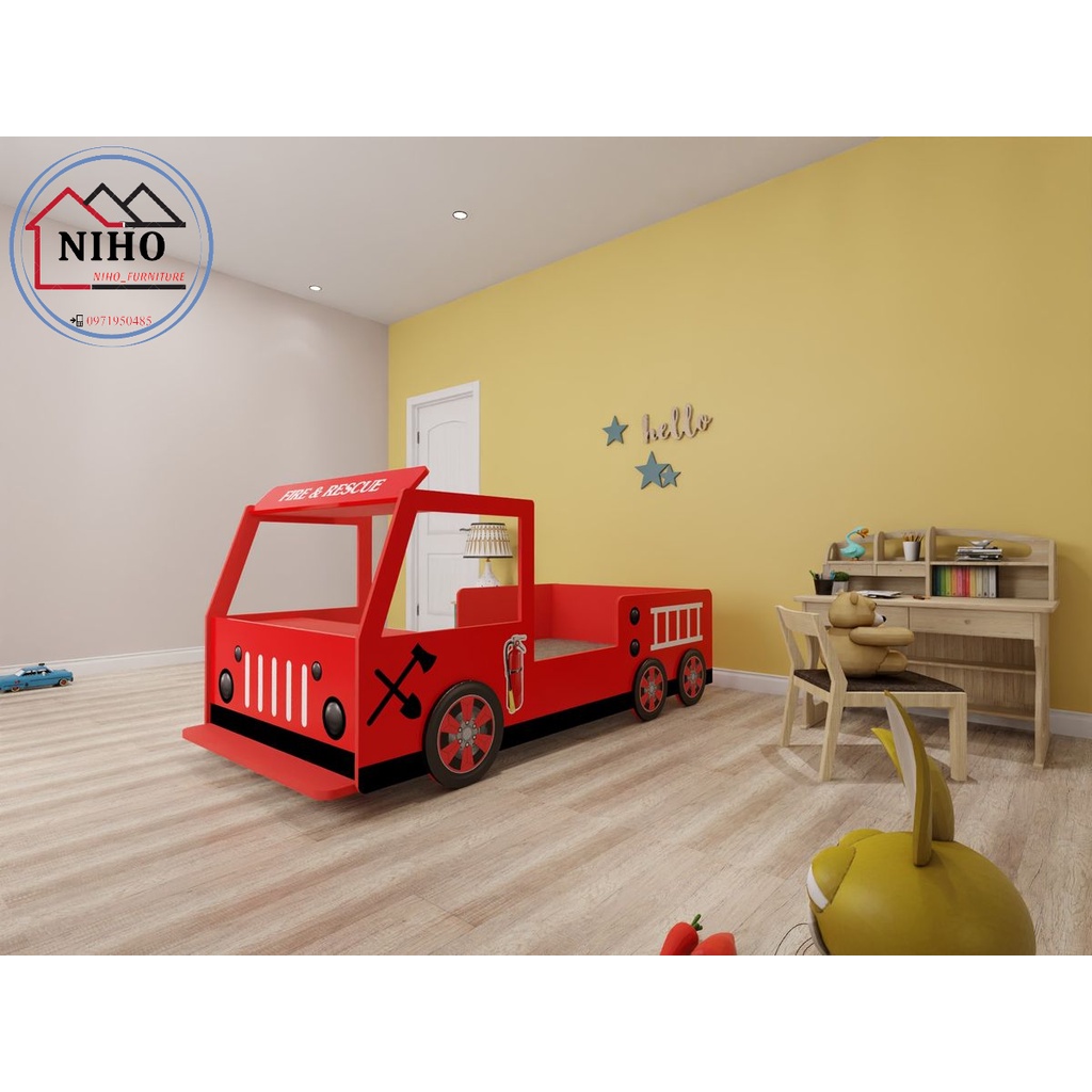 Giường ngủ oto NIHO thiết kế xe cứu hoả cho bé NH22KB31 chắc chắn, an toàn, độc đáo💕FREESHIP💕