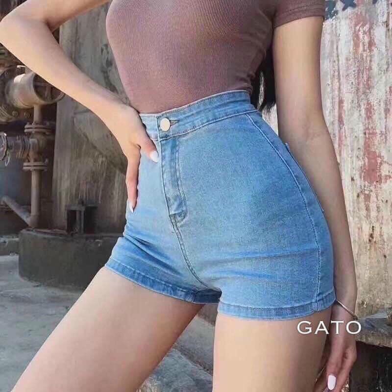 Quần short jean thiết kế thời trang King168 , quần sọt nữ đẹp lưng cao W56