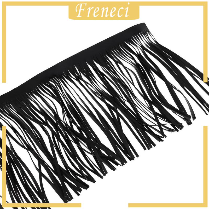 Dải Dây Tua Rua Màu Đen Giả Da 1 Yard Dùng Trang Trí Quần Áo DIY