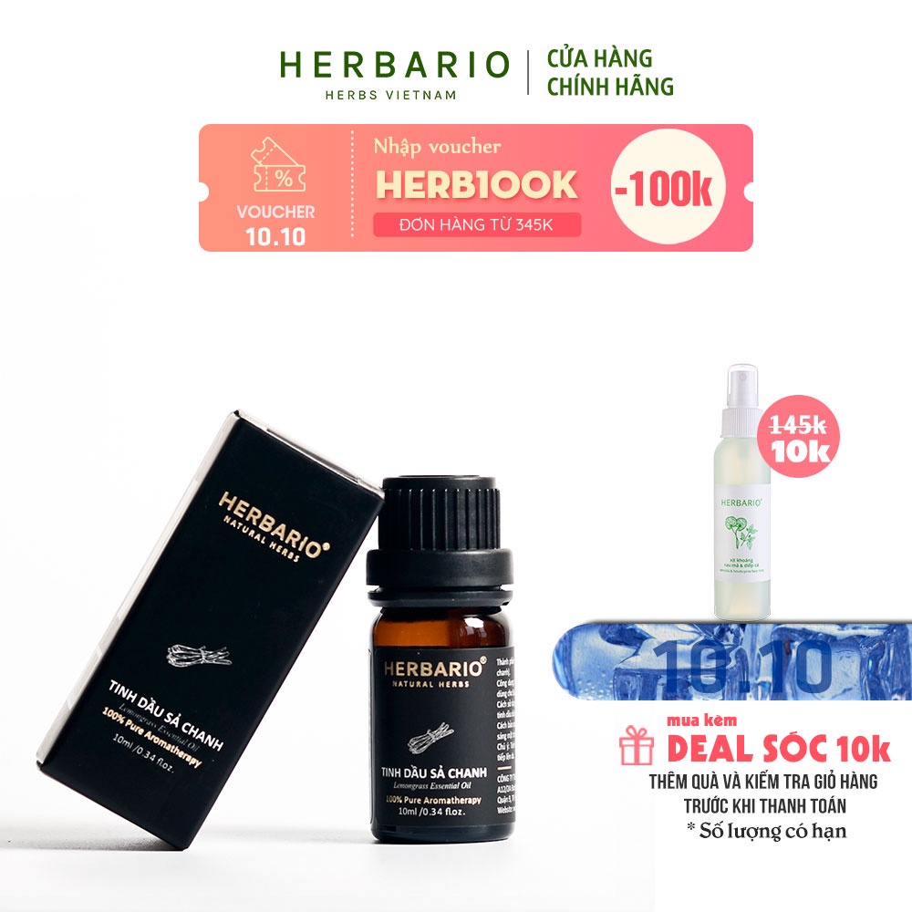 Tinh dầu sả chanh nguyên chất herbario 10ml