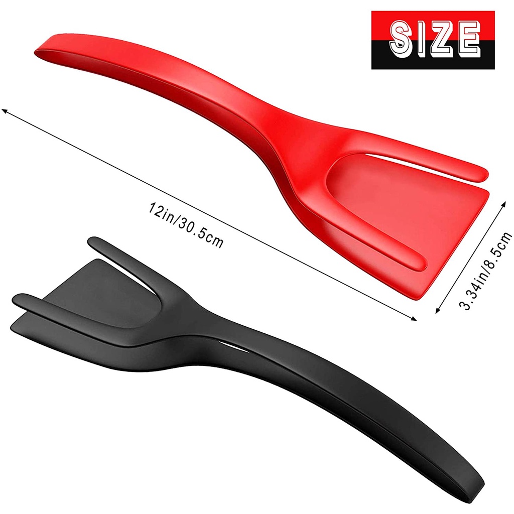 Xẻng nấu ăn bằng silicon chống dính 2 trong 1 dùng lật và gắp thực phẩm/ chiên trứng/ làm pizza/ bít tết
