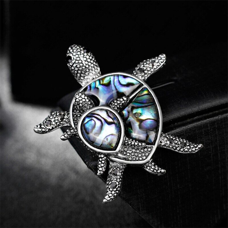 Ghim Cài Áo Hình Rùa Vỏ Sò Tự Nhiên Bằng Hợp Kim Thời Trang Cho Nam Nữ