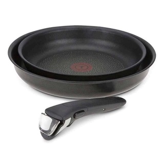 Set 2 chảo chung tay cầm Tefal Ingenio 22cm + 26cm, viền chống dính đen
