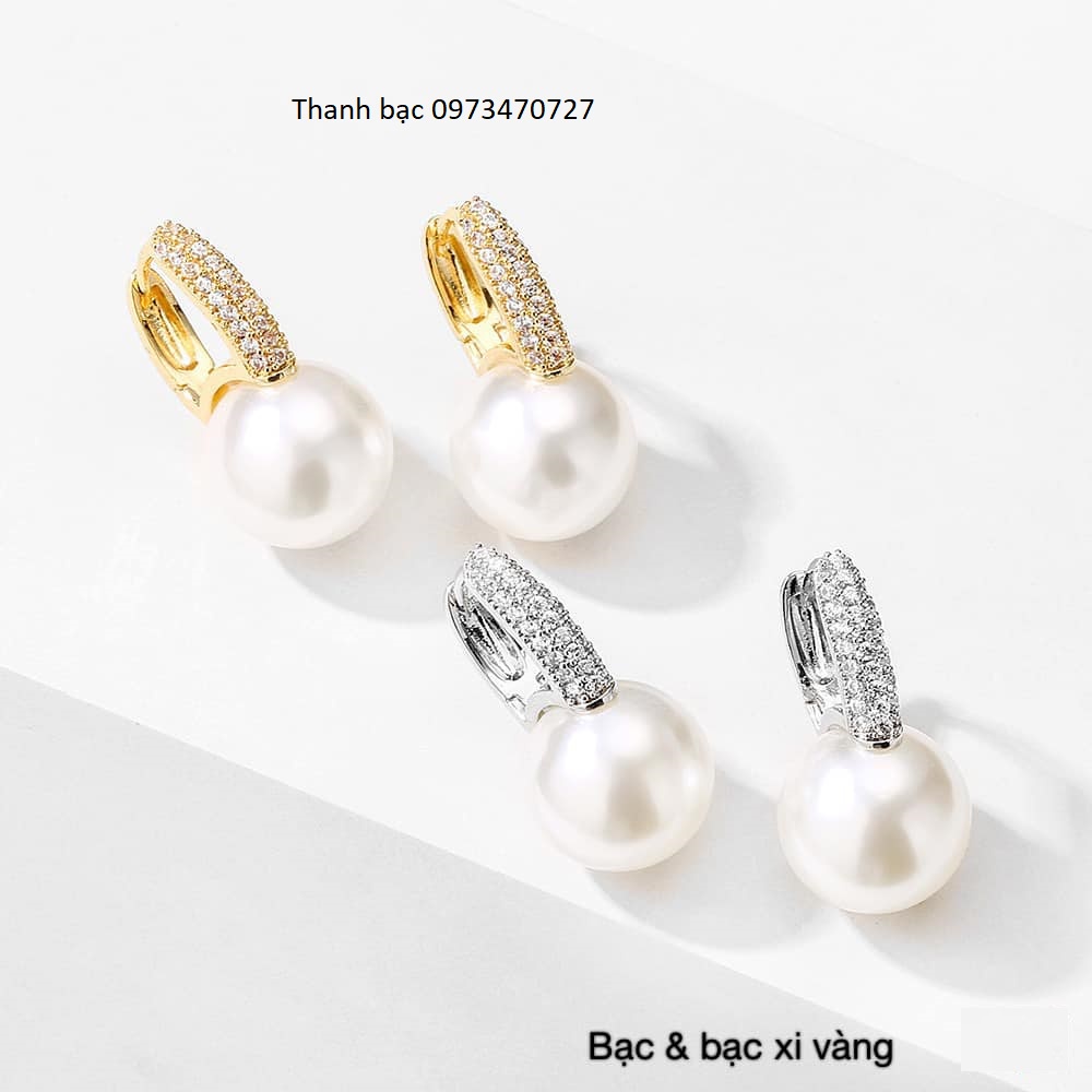 Bông tai nữ - bông tai bạc nữ kết hợp trai -  phụ kiện thời trang