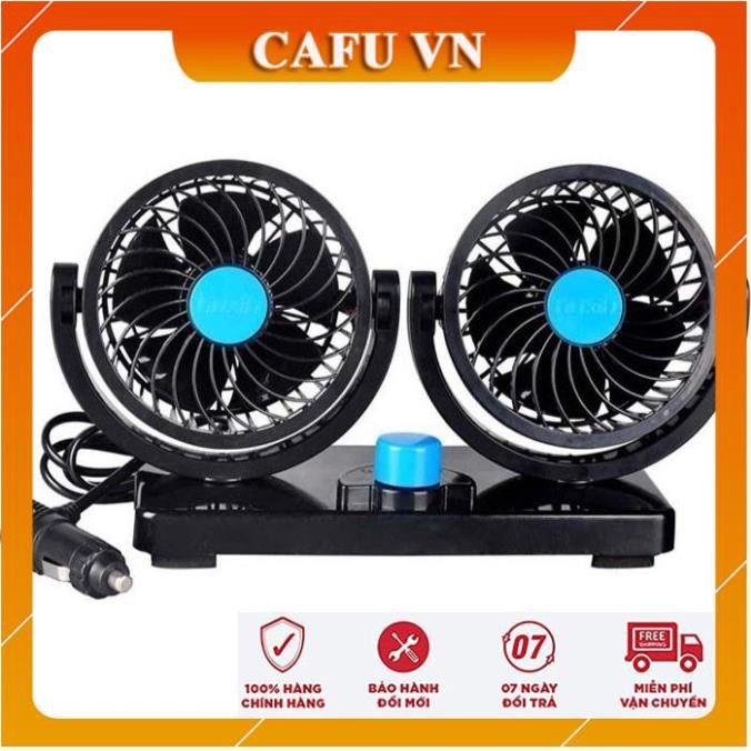 Quạt đôi ô tô quạt đôi mini 360 độ để trong ô tô, để bàn làm việc. - CAFU VN