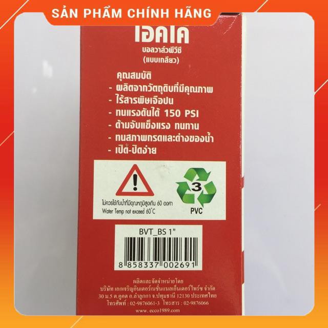Van khoá nước 2 đầu ren trong phi 34 ECCO nhập khẩu từ Thái Lan