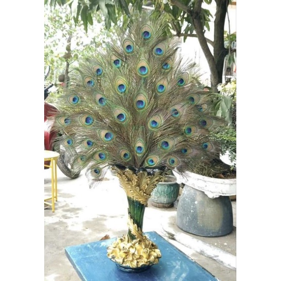 Bình hoa composite ⚡BAO BỂ VỠ⚡ dáng ly lá cắm hoa lụa, cắm lông công ly lá số 2 cao 44cm