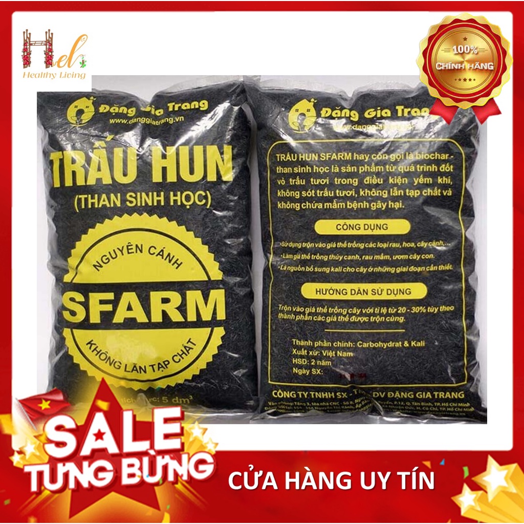 Trấu Hun Nguyên Cánh 5dm3 Làm Giá Thể Sạch Trồng Rau Sạch , Hoa Hồng Bằng Đất Sạch, Xơ Dừa, Trấu Hun Và Phân Bón Hữu Cơ