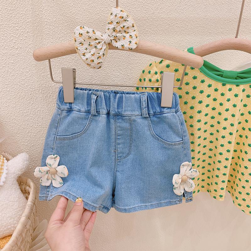 Quần Short Denim In Hoa Nhỏ Phong Cách Phương Tây Hàn Quốc Hàng Mới Thời Trang Mùa Hè Dành Cho Bé Gái 2022