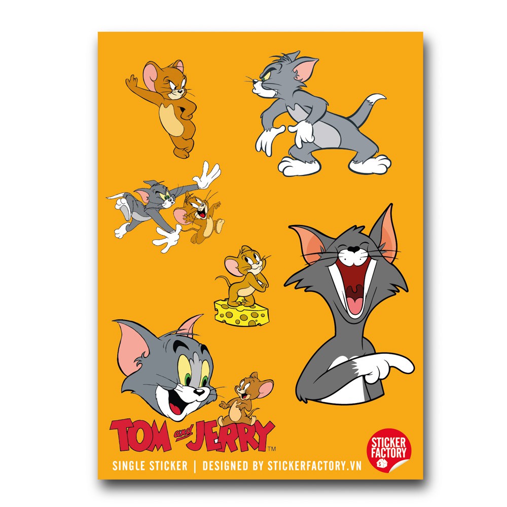 Sticker decal single hình dán lẻ STICKER FACTORY - Chủ đề Tom and Jerry