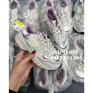 Sneaker thể thao trắng ánh bạc lót tím
