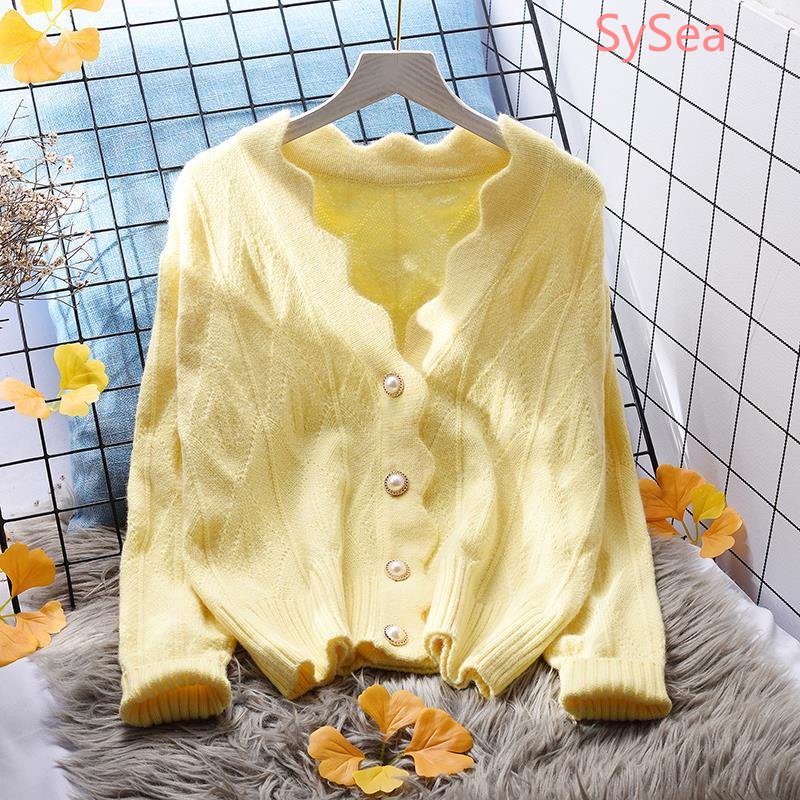 Áo Cardigan Dệt Kim Màu Sắc Ngọc Trai Phong Cách Hàn Quốc Cho Nữ