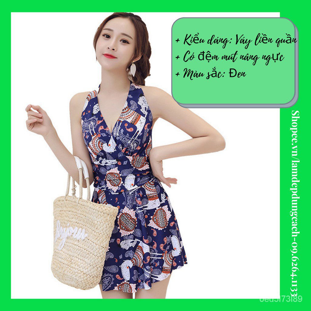 Váy đi biển, đồ bơi nữ có quần liền thân ( Họa tiết hình khối) - Hàng sẵn Có clip | BigBuy360 - bigbuy360.vn
