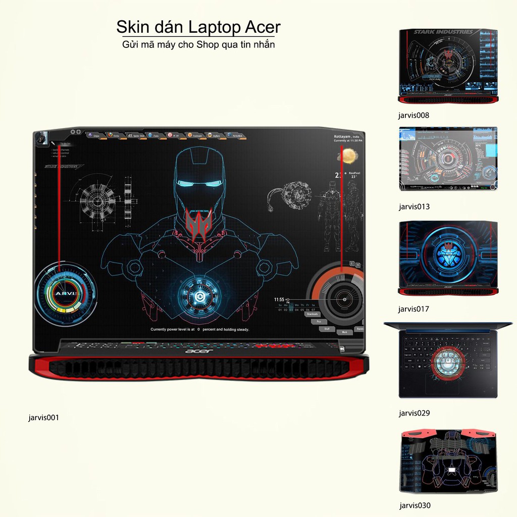 Skin dán Laptop Acer in hình Jarvis (inbox mã máy cho Shop)