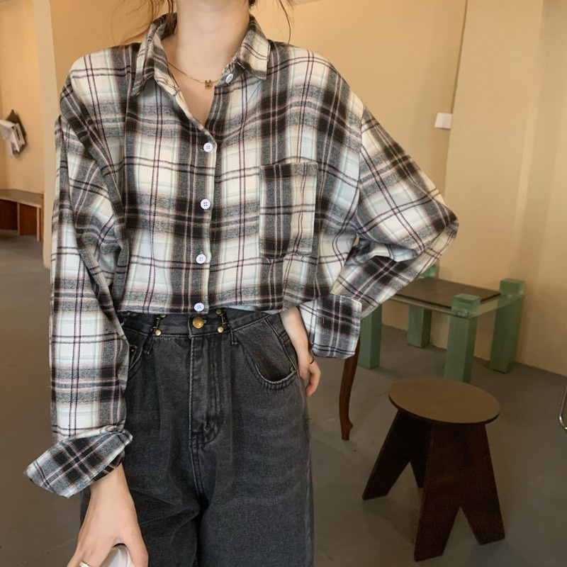 Áo Sơ Mi Kẻ Sọc Ca Rô Thiết Kế Mới Thời Trang Mùa Hè Cho Nữ