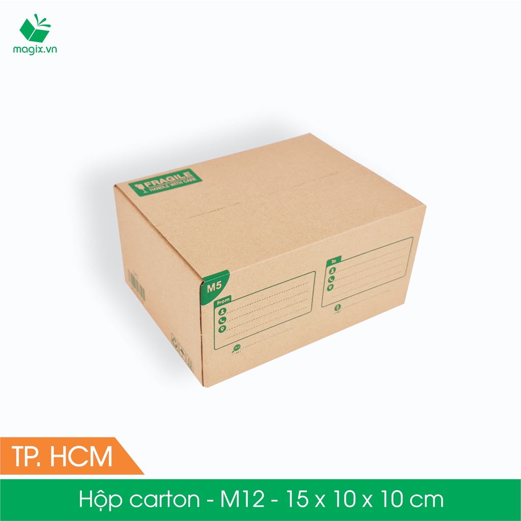 M12 - 15x10x10 cm - 100 Thùng hộp carton + tặng 50 DECAL HÀNG DỄ VỠ