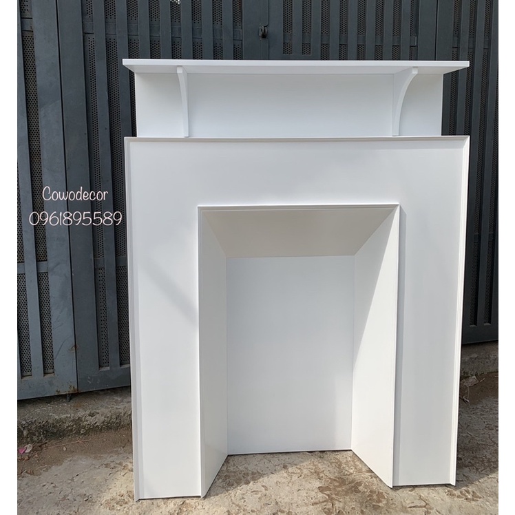 Kệ tủ lò sưởi vuông sơn trắng C120x100x20 #cowodecor